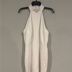 Gianni Bini White One-Shoulder Halter Dress